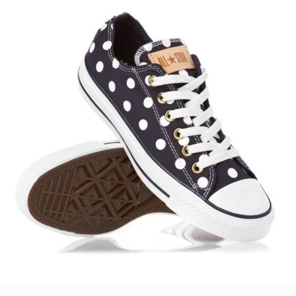 Converse Chuck Taylor All Star Low Top Navy Polka Dot Sneakers Womens Size 7 - Picture 1 of 12